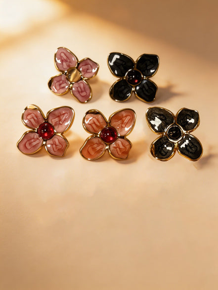 Flower Enamel Stud Earrings