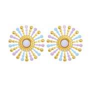 18k Gold Sunflower Earrings Stainless Steel