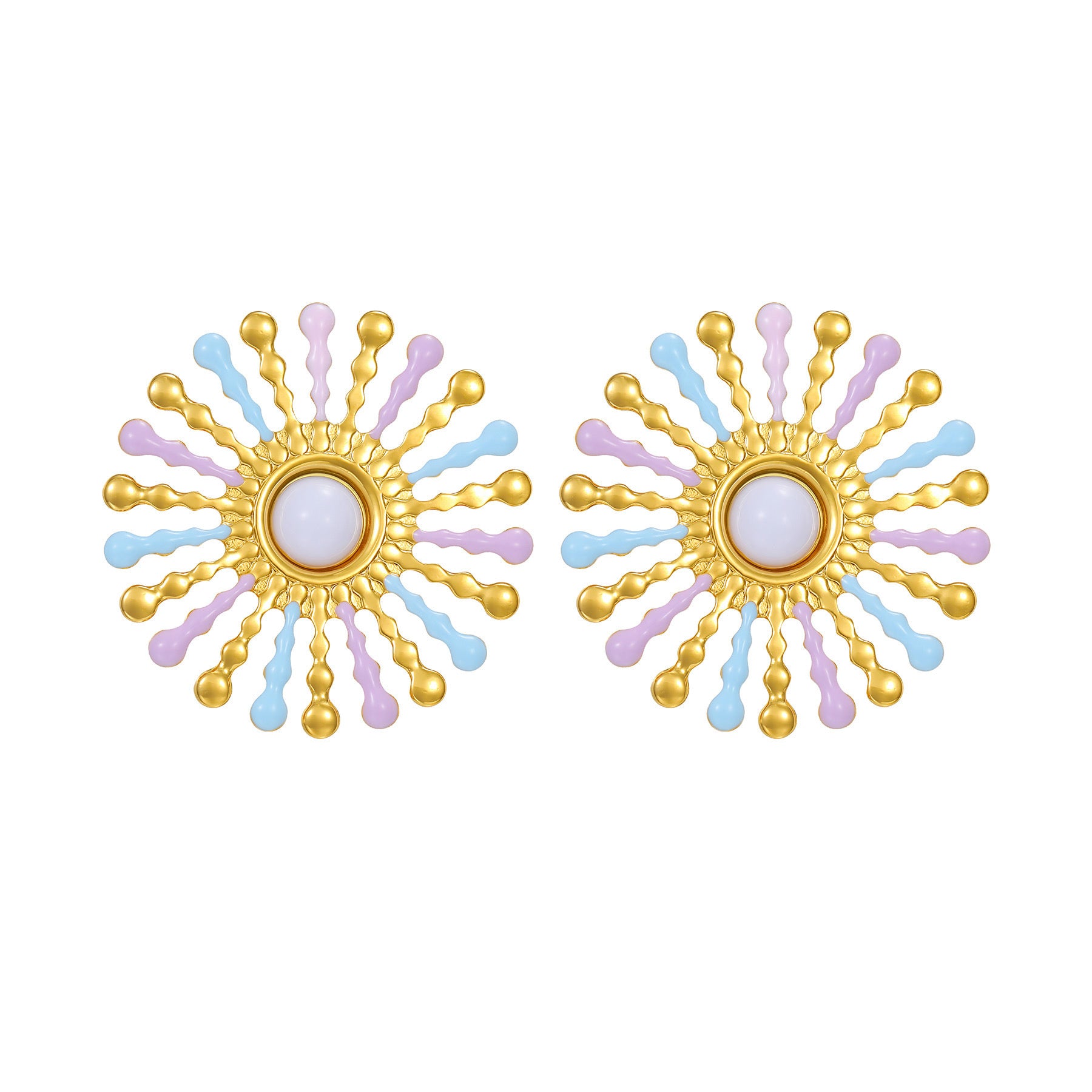 18k Gold Sunflower Earrings Stainless Steel