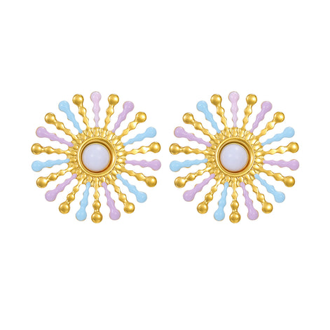 18k Gold Sunflower Earrings Stainless Steel