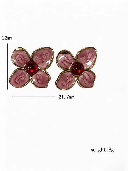 Flower Enamel Stud Earrings