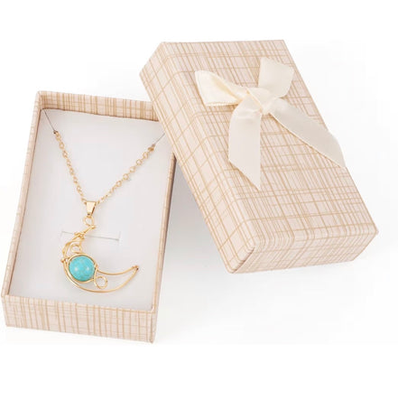 Jewelry Gift Box Set Rectangle Cardboard Paper Jewelry Boxes with Bowknot Empty Packaging Cases with Lid for Necklaces Rings Earrings Pendants Displaying