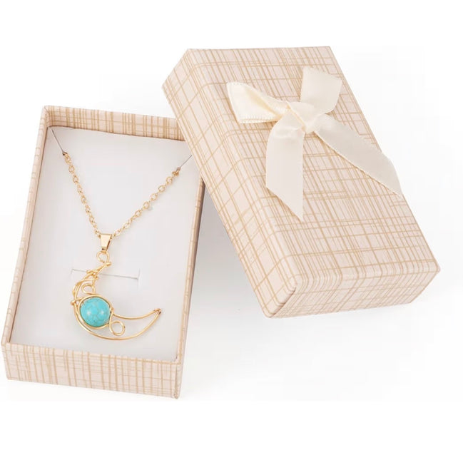 Jewelry Gift Box Set Rectangle Cardboard Paper Jewelry Boxes with Bowknot Empty Packaging Cases with Lid for Necklaces Rings Earrings Pendants Displaying