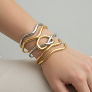 Fashion Niche Design Geometric Line color block Titanium Steel Bracelet Gold and silver contrast