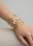 Fashion Niche Design Geometric Line color block Titanium Steel Bracelet Gold and silver contrast