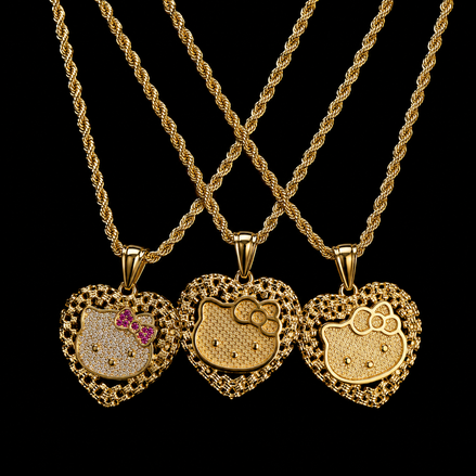 Luxe Kitty Heart Gold-Plated Stainless Steel Necklace