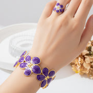 Brushed Iron Flowers Bangle for women with Electroplated Golden Plated Finish