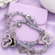 Aurelia Luxe Golden Clover Charm Beaded Bracelet Duo – Set of 2 ✨