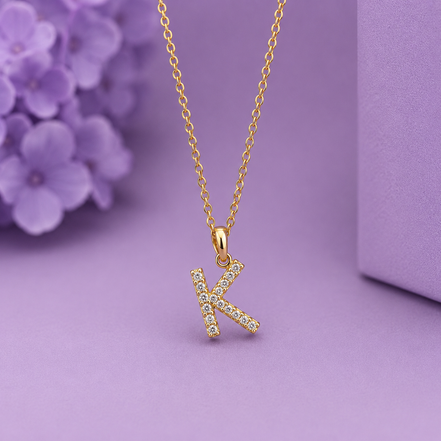 Initial Crystal Pendant Necklace Stainless Steel
