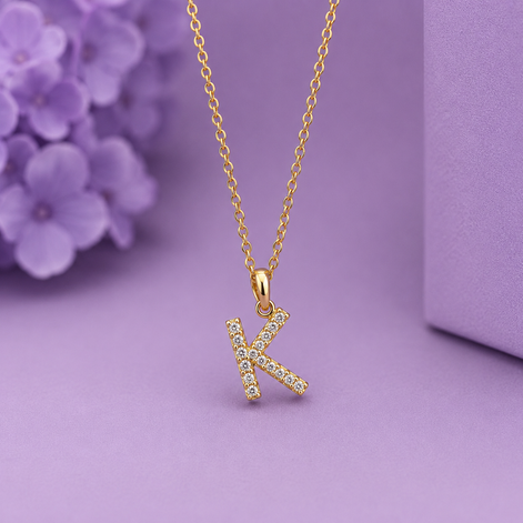 Initial Crystal Pendant Necklace Stainless Steel