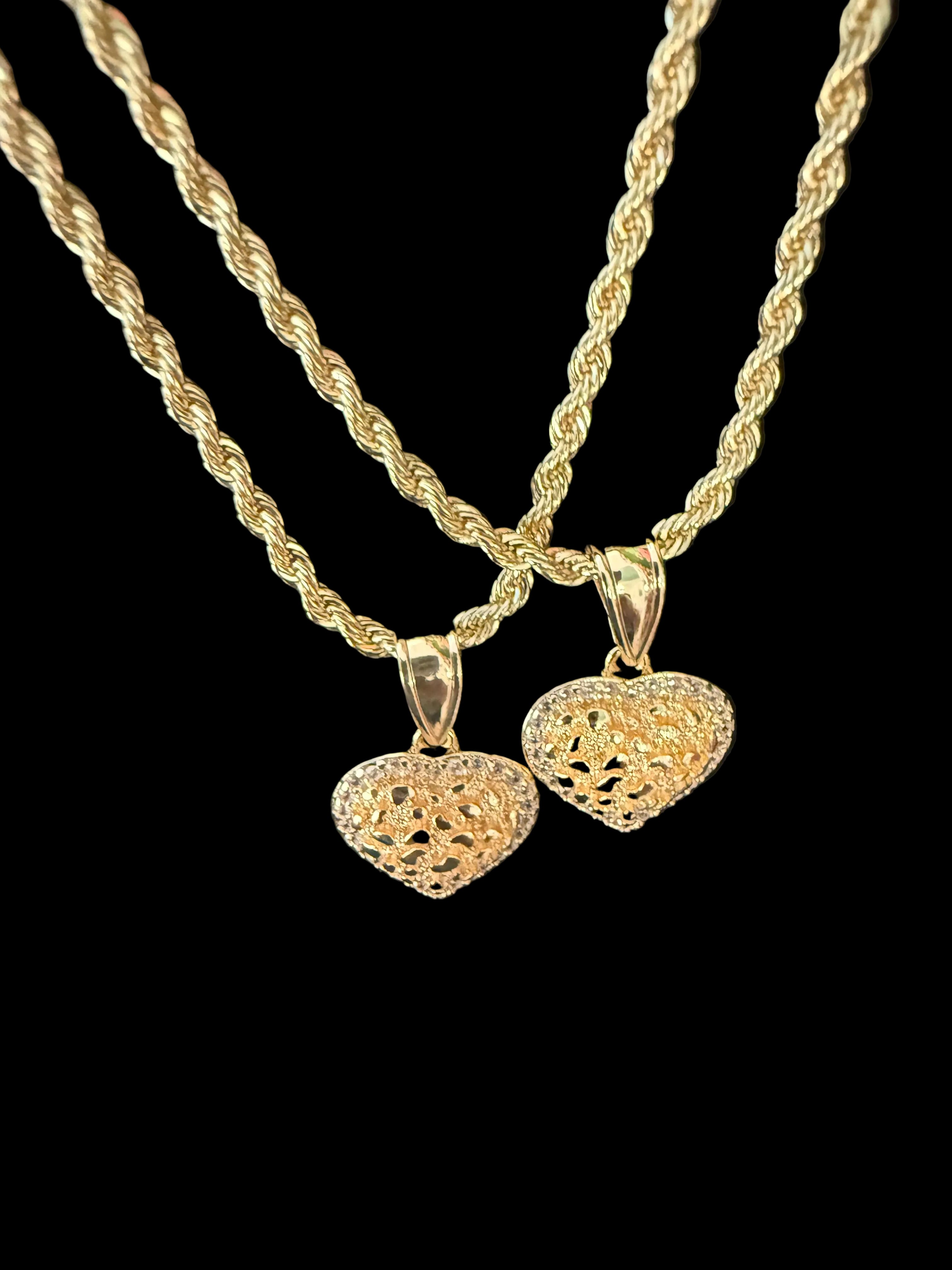 Aurelia Golden Heart Rope Chain Necklace