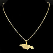 Couple Style Stainless Steel Jamaica Map and City Necklace