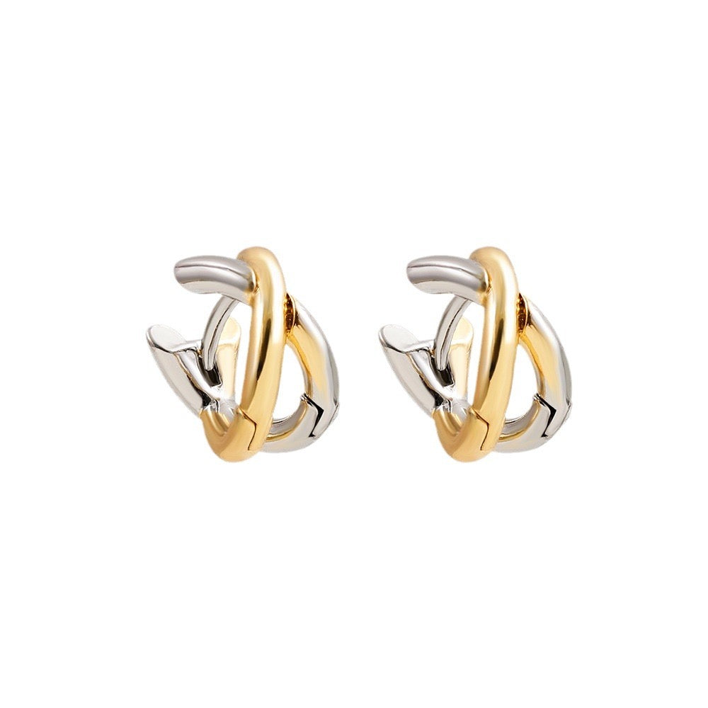 Gold Plated Ear Studs Classic Style Color Block Plating Copper Gold