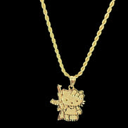 18K Gold-Plated Diamond Cut AK Kitty Nugget Necklace
