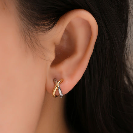 Gold Plated Ear Studs Classic Style Color Block Plating Copper Gold