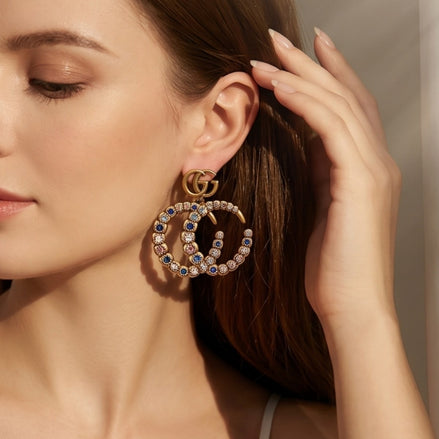 Alloy Earring With Rhinestones Stainless Steel