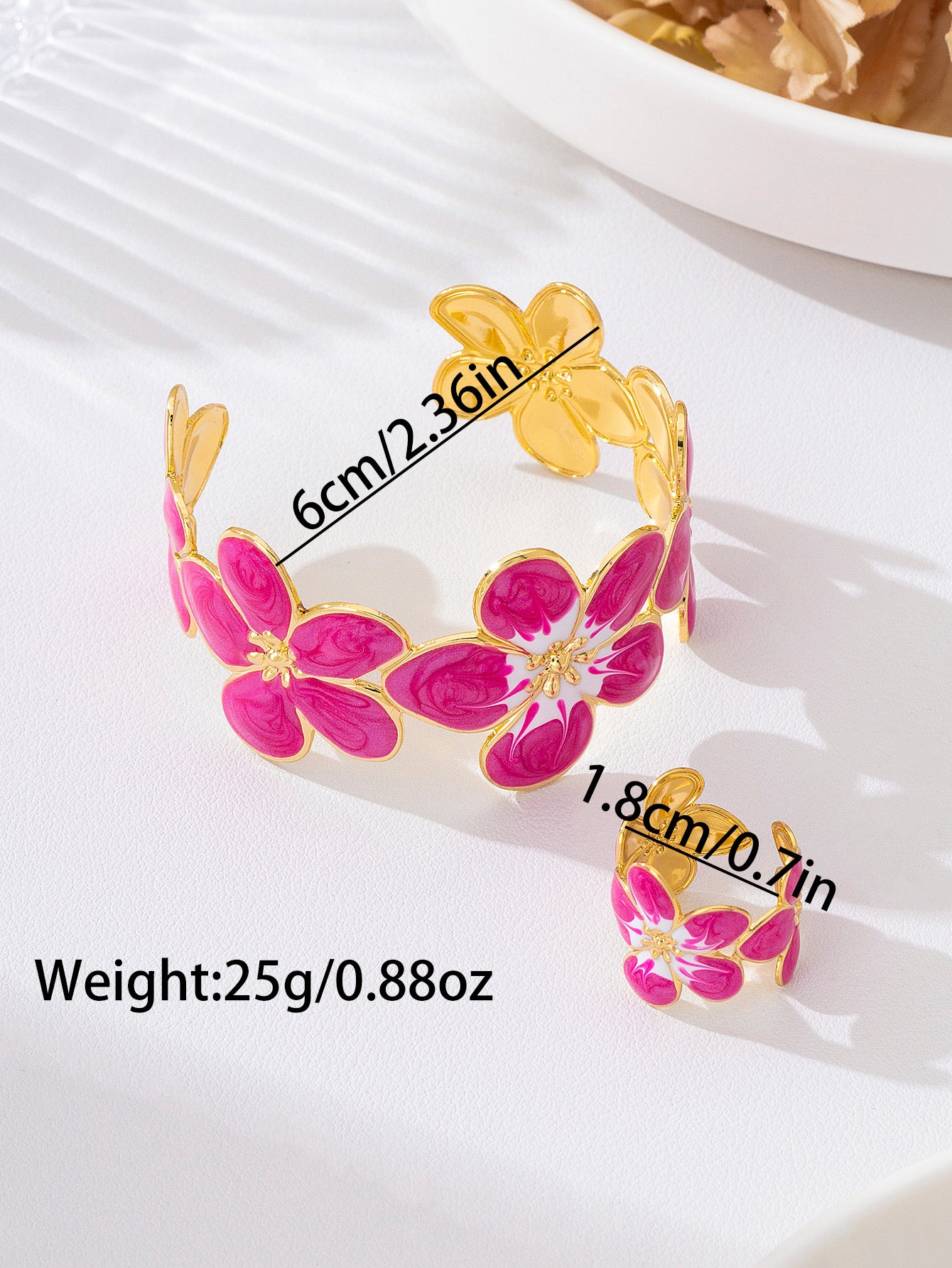Brushed Iron Flowers Bangle for women with Electroplated Golden Plated Finish