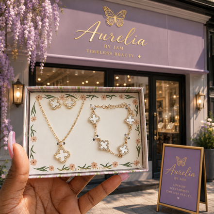 Clover Necklace Bracelet and Earrings