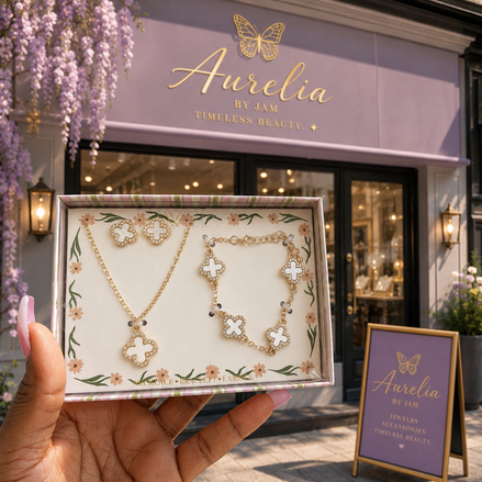 Clover Necklace Bracelet and Earrings