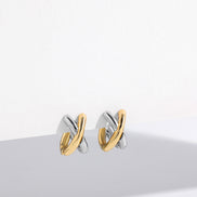 Gold Plated Ear Studs Classic Style Color Block Plating Copper Gold