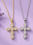 Luxury Zircon Cross Pendant Necklace – Stainless Steel (Gold or Silver)