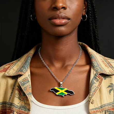 Jamaica Map Necklace & Earrings set
