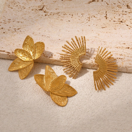 Fan-shaped Stud Earrings Titanium Steel