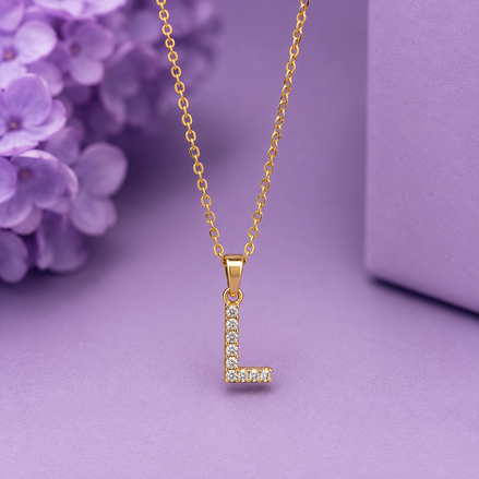 Initial Crystal Pendant Necklace Stainless Steel