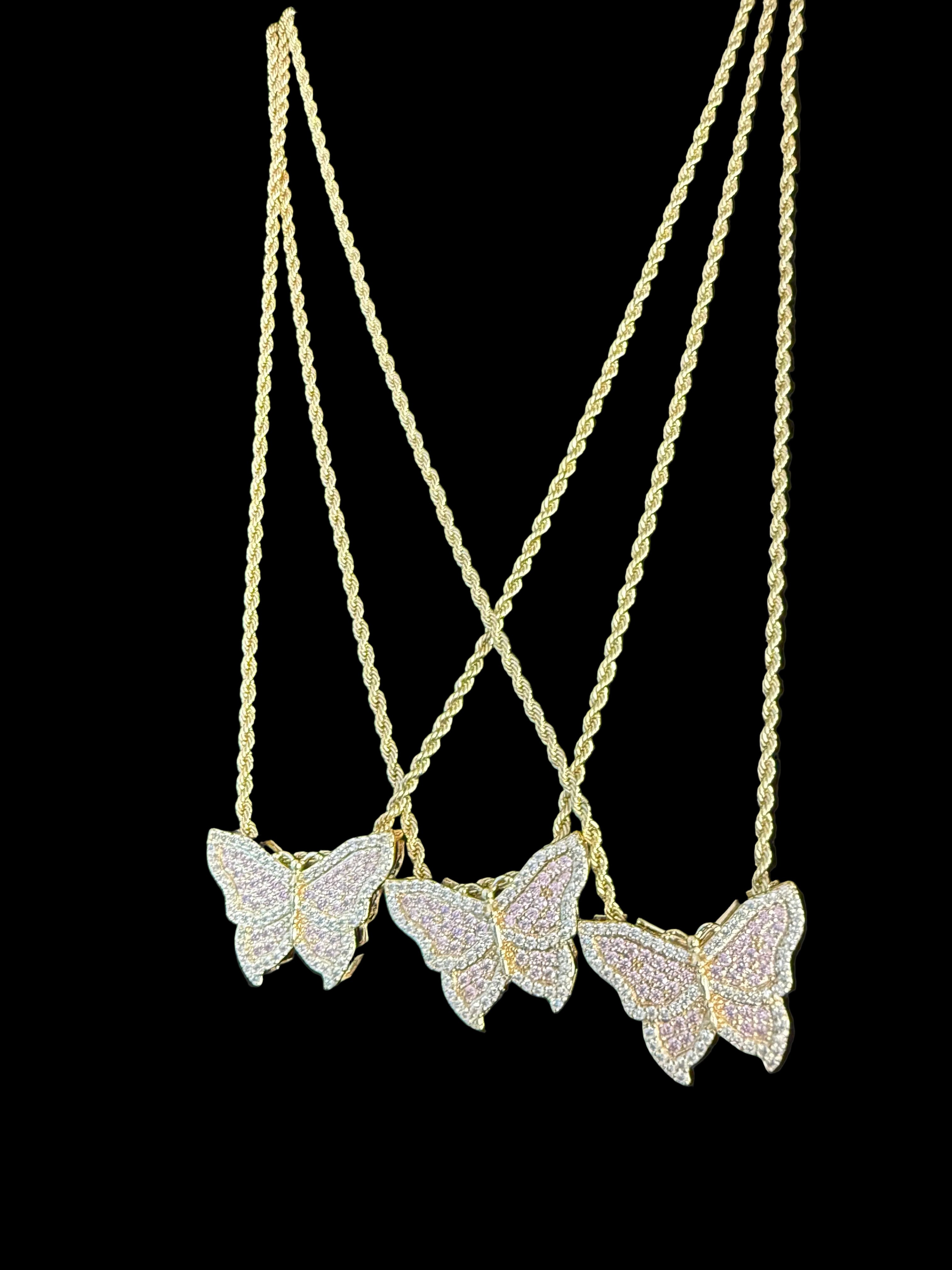 Aurelia Blush Butterfly Crystal Necklace