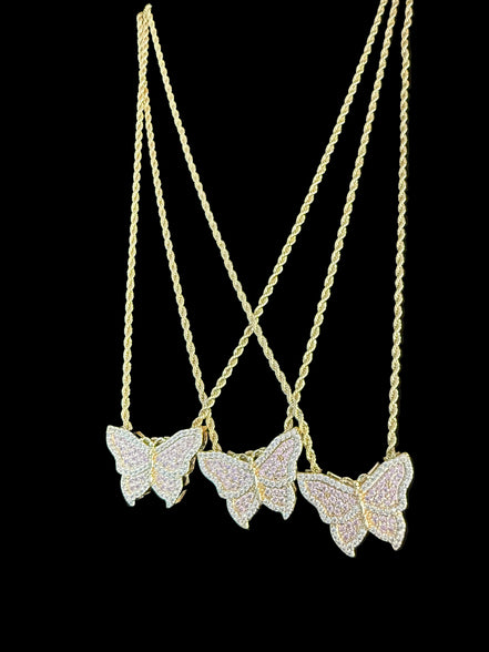 Aurelia Blush Butterfly Crystal Necklace