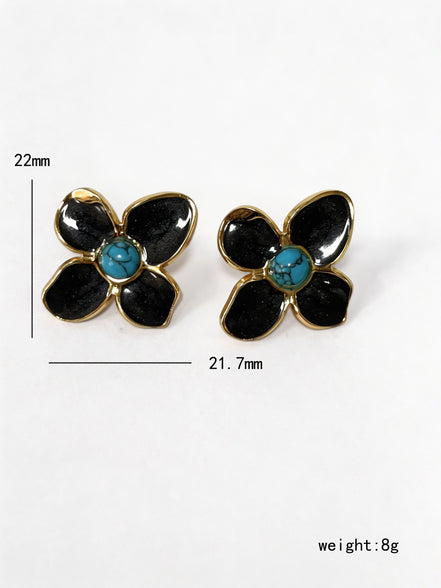 Flower Enamel Stud Earrings