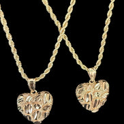18K Gold-Plated Diamond Cut Heart Nugget Necklace