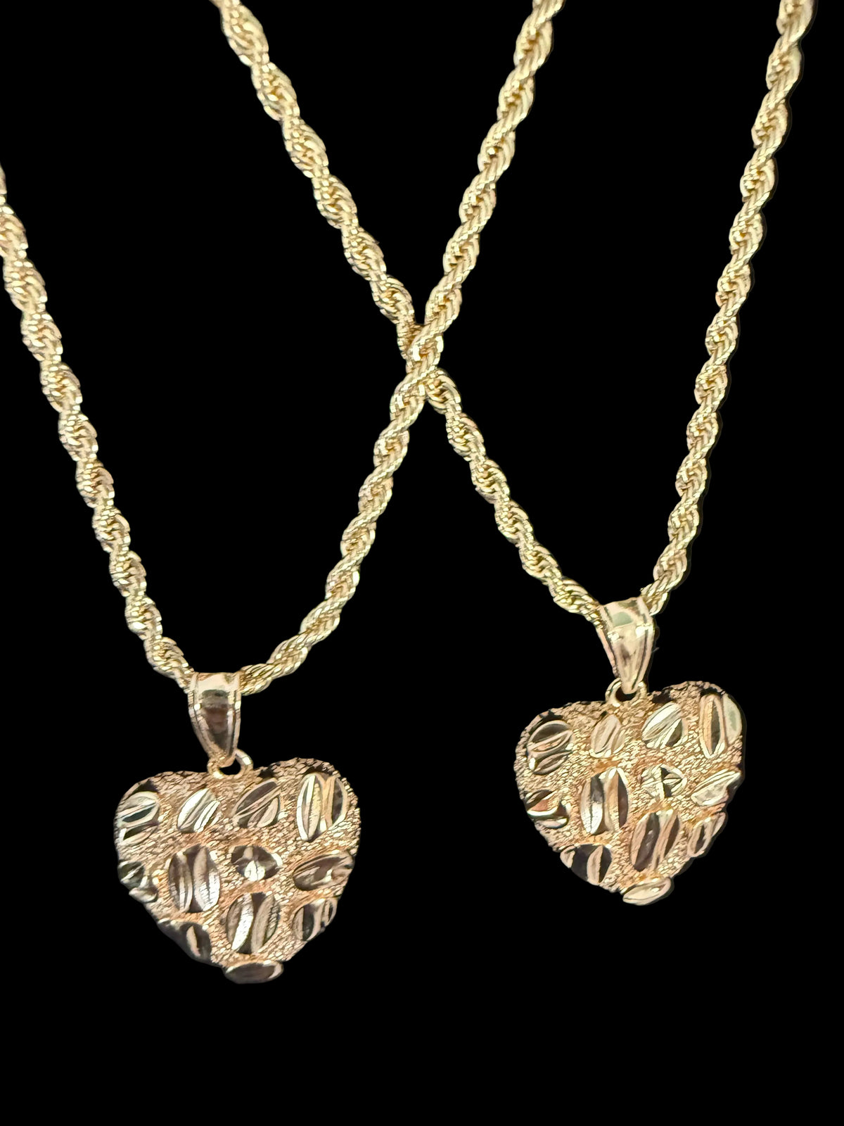 18K Gold-Plated Diamond Cut Heart Nugget Necklace
