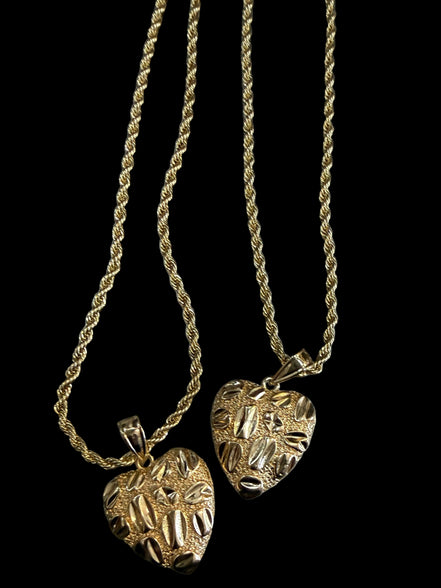 18K Gold-Plated Diamond Cut Heart Nugget Necklace