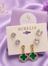 Aurelia Luxe Earrings Set With Clover Design and Gold Accents